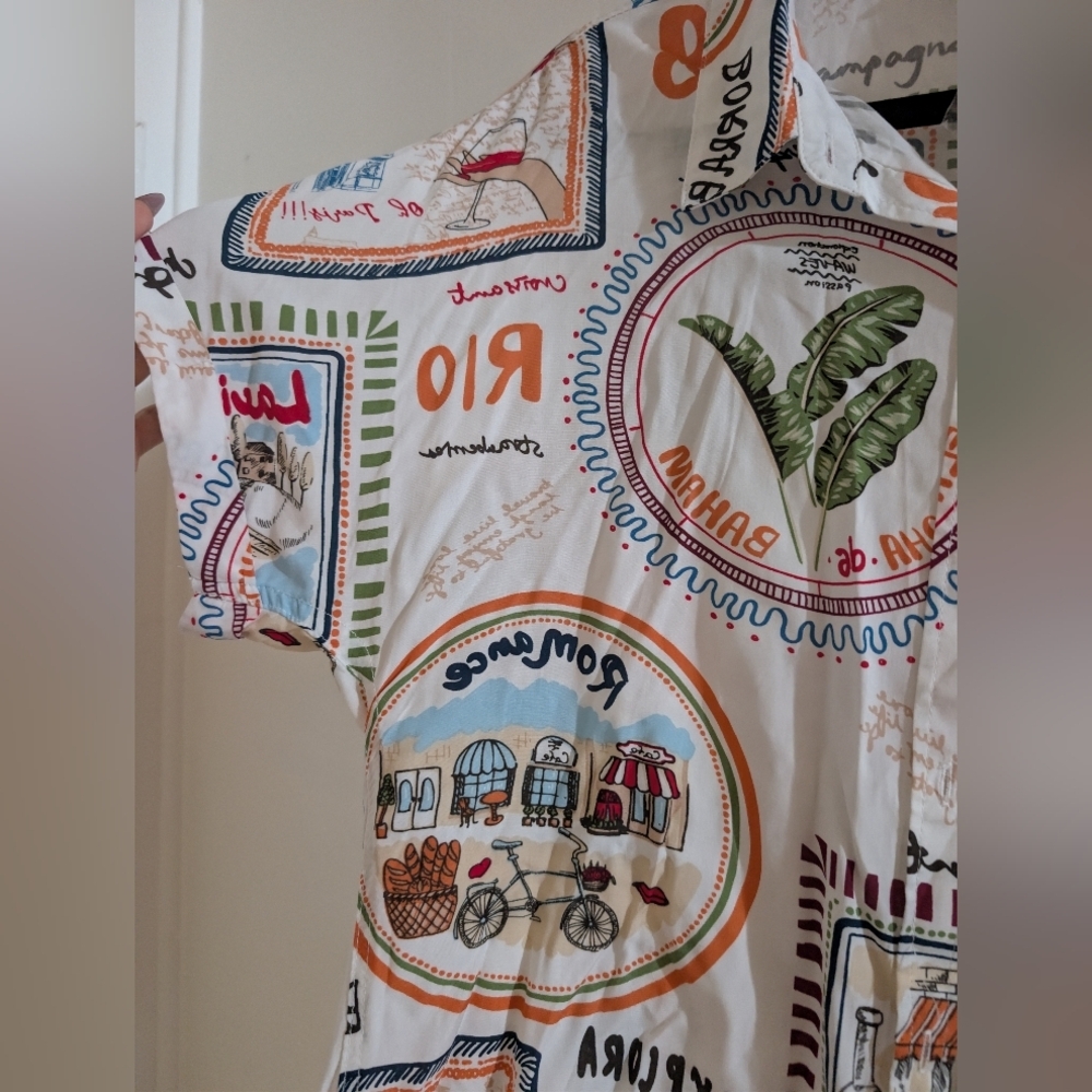 Printed Button Down Shirt NWT - image 5